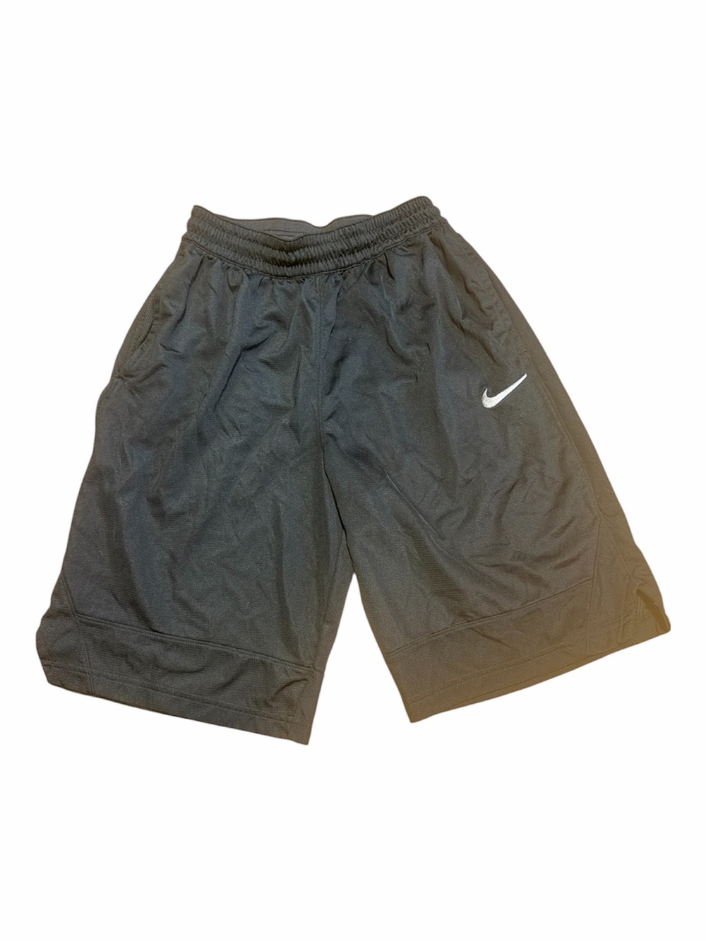 Nike Men's Black Athletic Mesh Shorts with White Swoosh